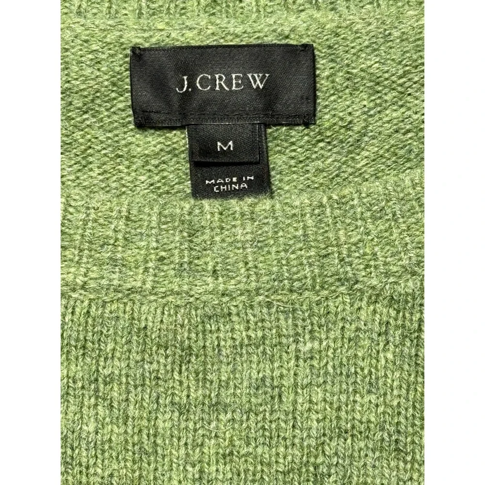 J.Crew Crewneck Sweater Mens Medium Green Excellent Lambswool Raglan 15676